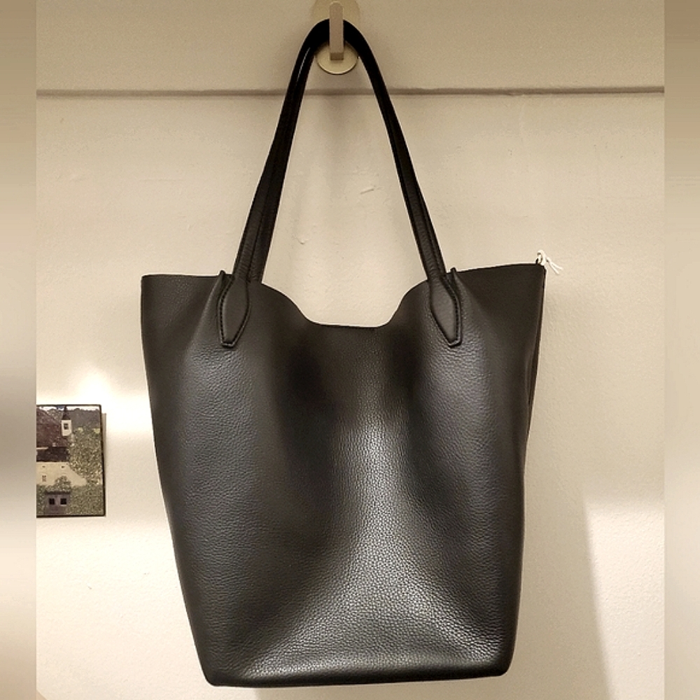 Madewell Shopper Tote in Soft Grain Pebbled Leather - Black, BNWT - Picture 6 of 8